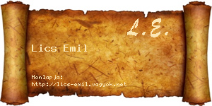 Lics Emil névjegykártya